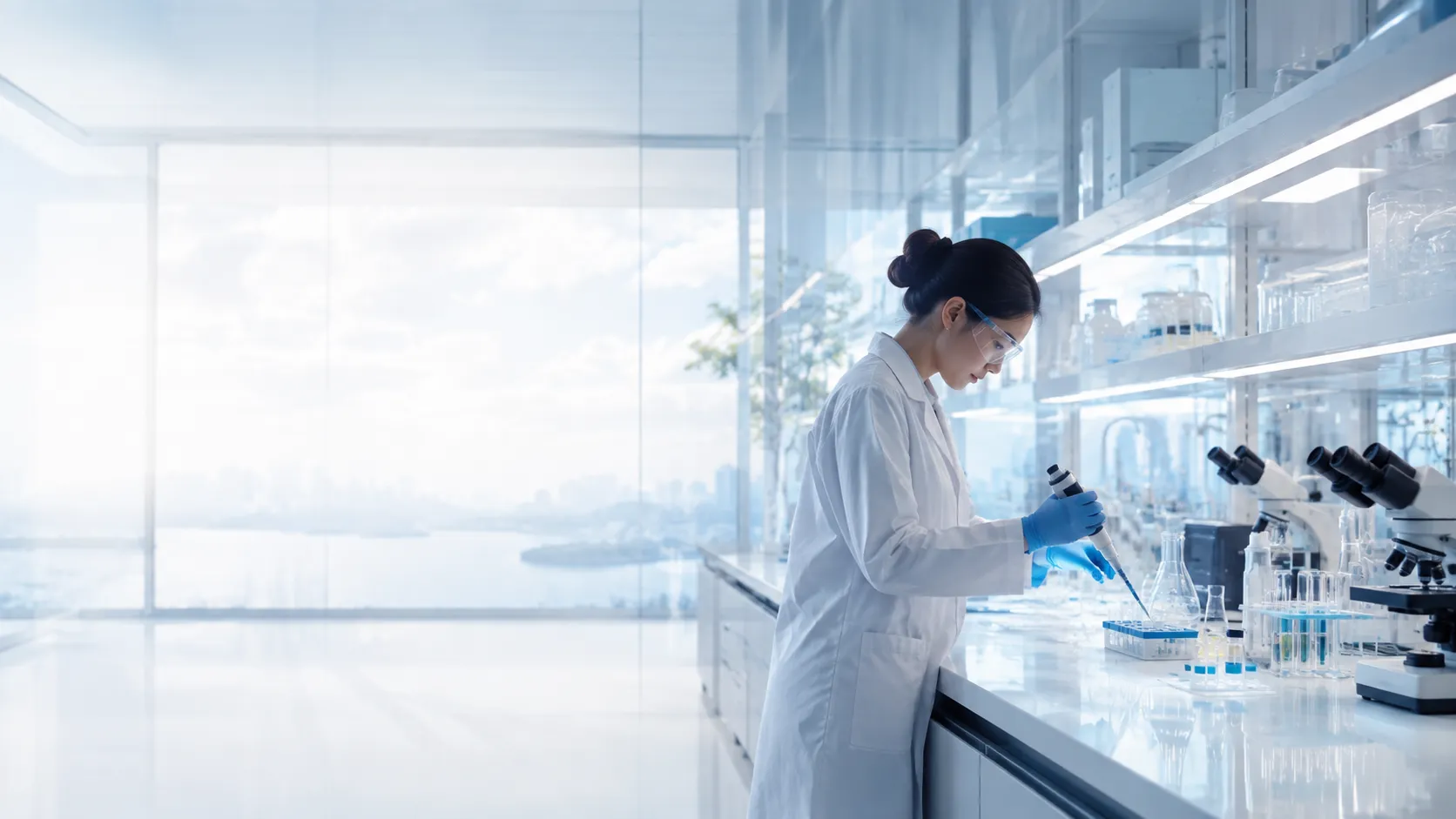 Researcher working in a modern laboratory